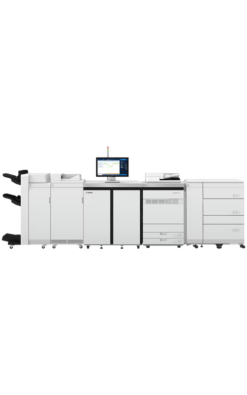 Professionel produktionsprinter i drift i moderne printmiljø med fokus på effektiv dokumentproduktion